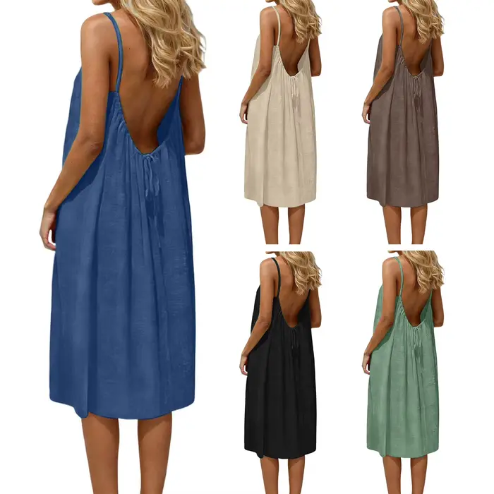 Robe à panneau en ULtressée pour femme, robe maxi, bretelles tressées, document solide, vacances, robe d'été de plage, élégante, hors initié