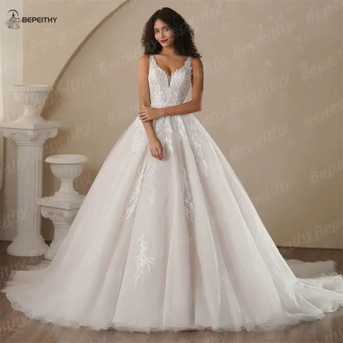 Robe de mariée champagne personnalisée A-ligne