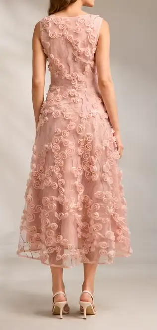 Robe florale 3D en maille romantique pour femme