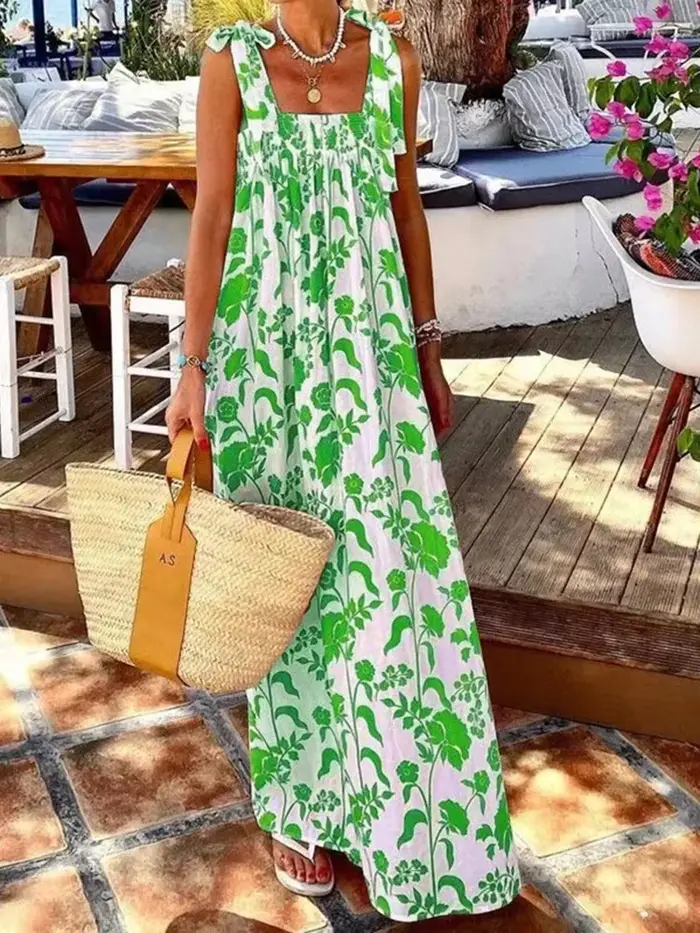 Robe longue imprimée bohème pour femmes