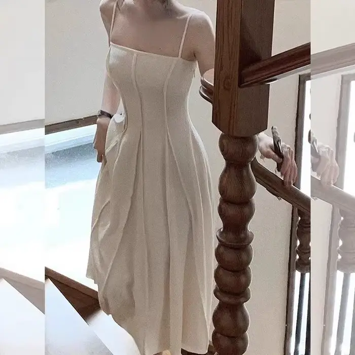 Robes maxi chics pour femmes 2026 Vestidos De Mujer Mode Vintage Robe à bretelles Femme Taille haute