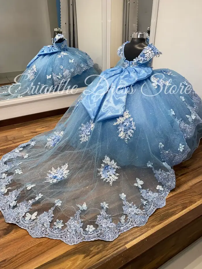 Robe à fleurs lilas pour filles, pour mariage, en Tulle bouffant avec des appliques 3D avec nœud, ro