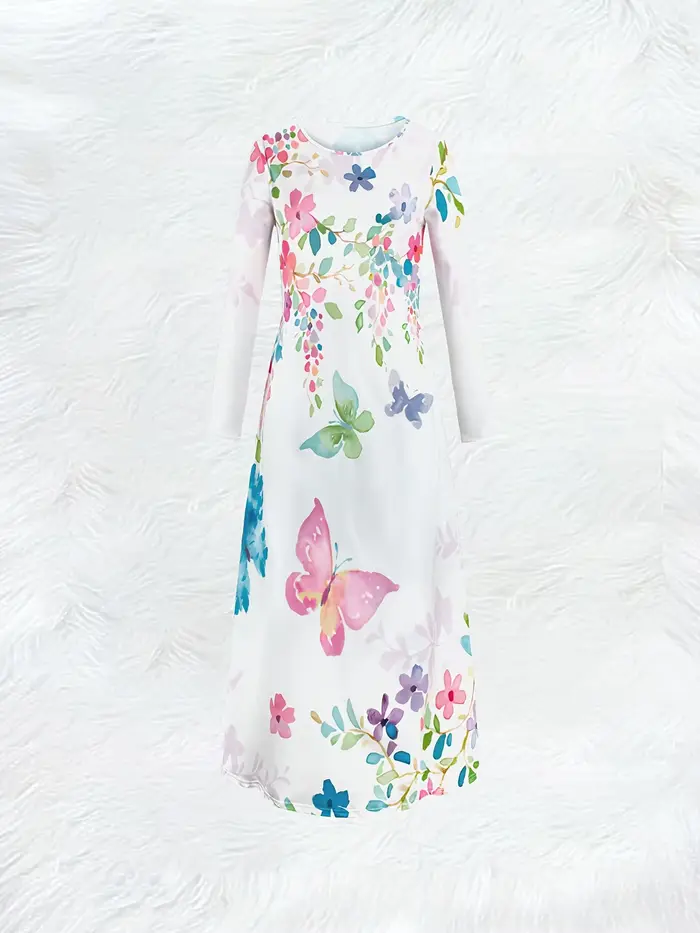 Robe de vacances à imprimé floral et papillon pour femmes