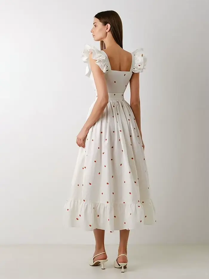 Robe longue Chic imprimée à volants pour femmes