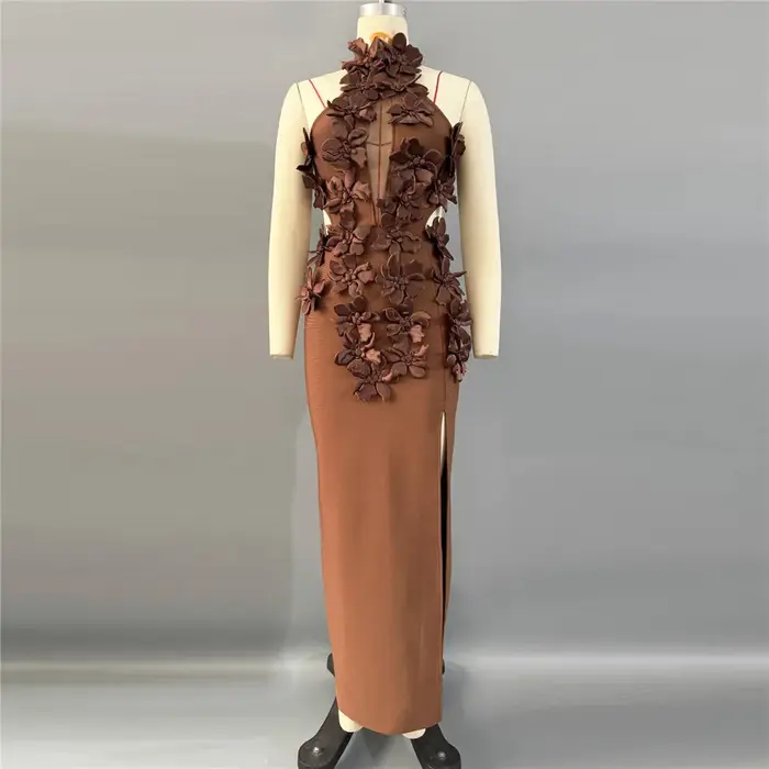 Robe patchwork sexy pour femmes avec appliques et fermeture éclair pour soirées et occasions spéciales
