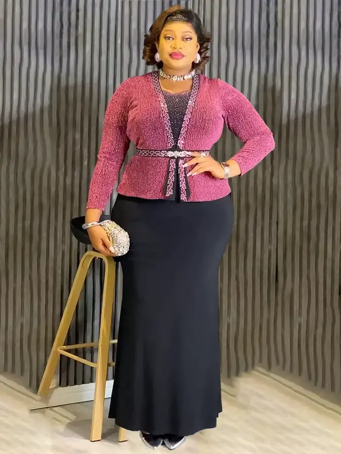 Robes africaines turques pour femmes Dashiki cristal Ankara vêtements élégant à manches longues robe