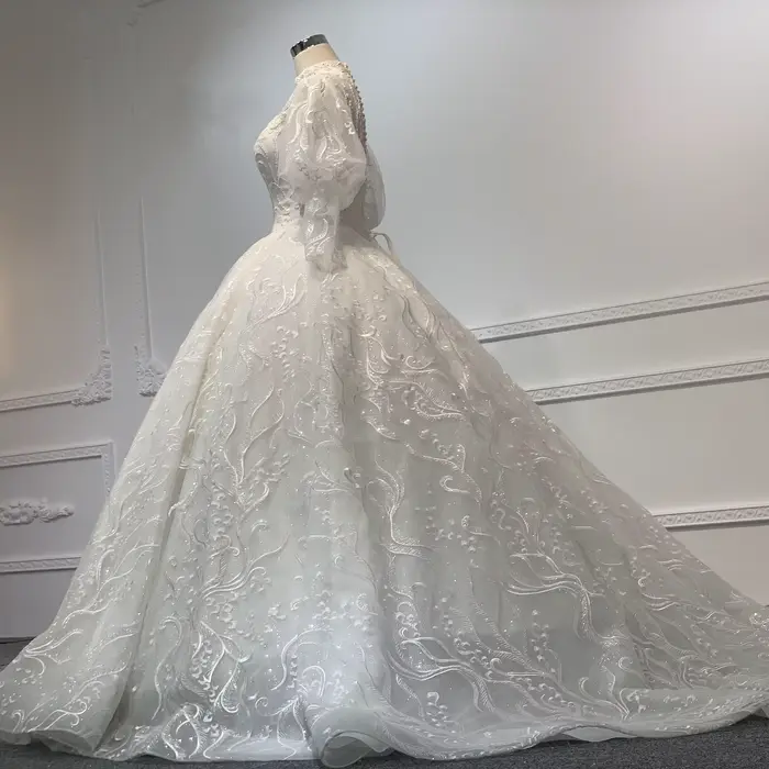 Mn-Robe de Mariée Longue en Organza