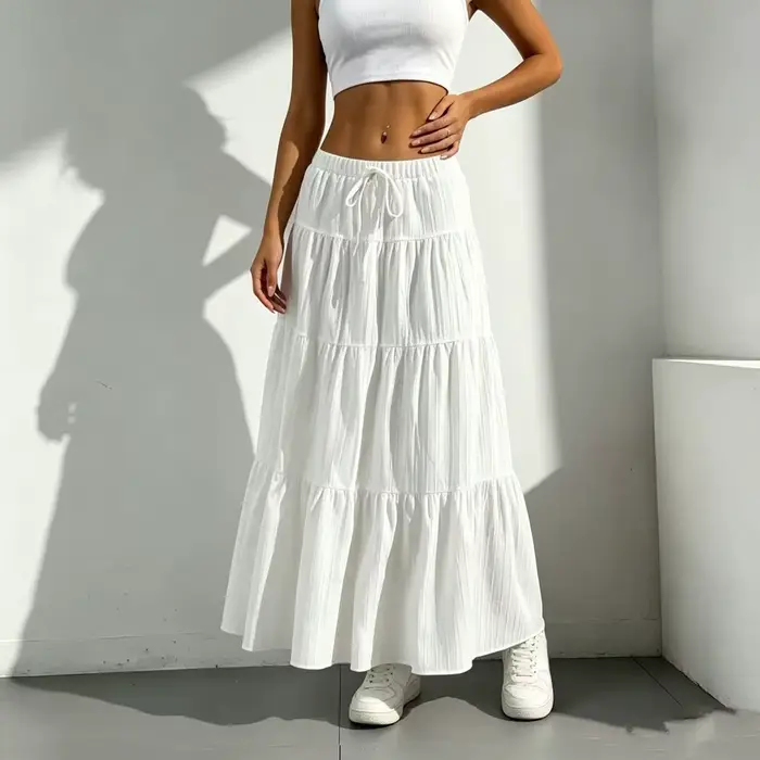 Robe blanche pour femme, coupe ample et épaisse