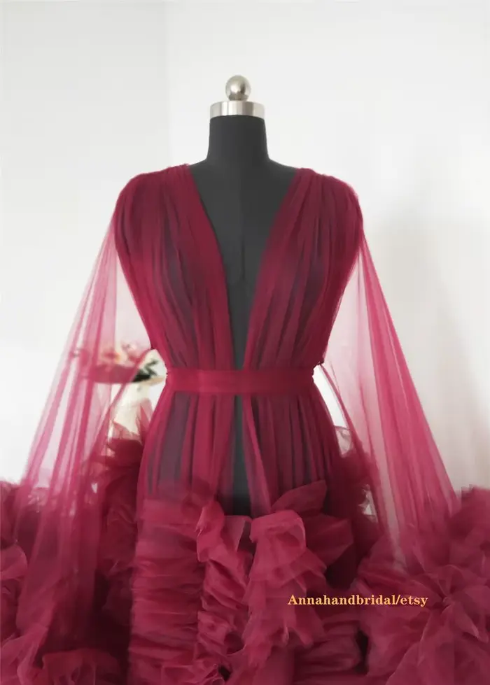 Robe de photographie bordeaux pour femmes