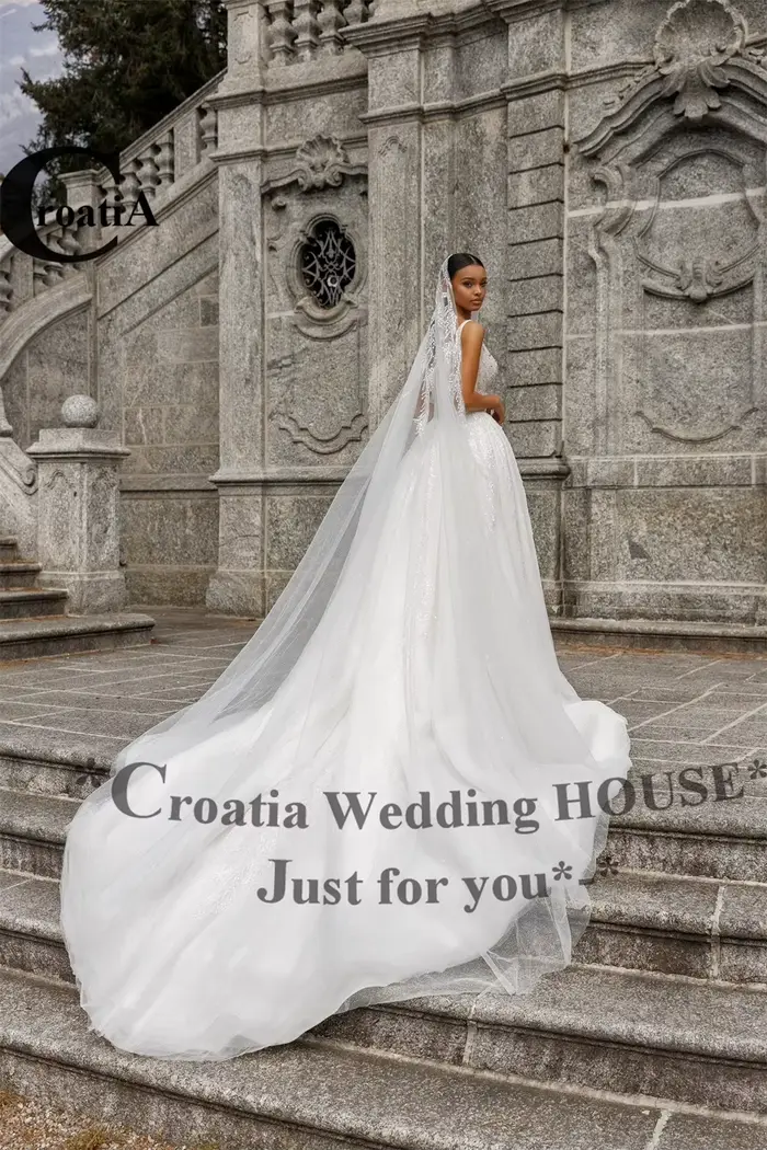 Robe de mariée à col bateau pour femme