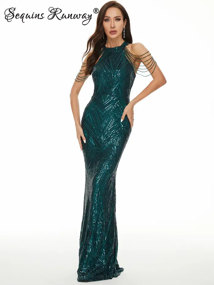 Robe de soirée vintage sexy en sequins pour femmes 2026