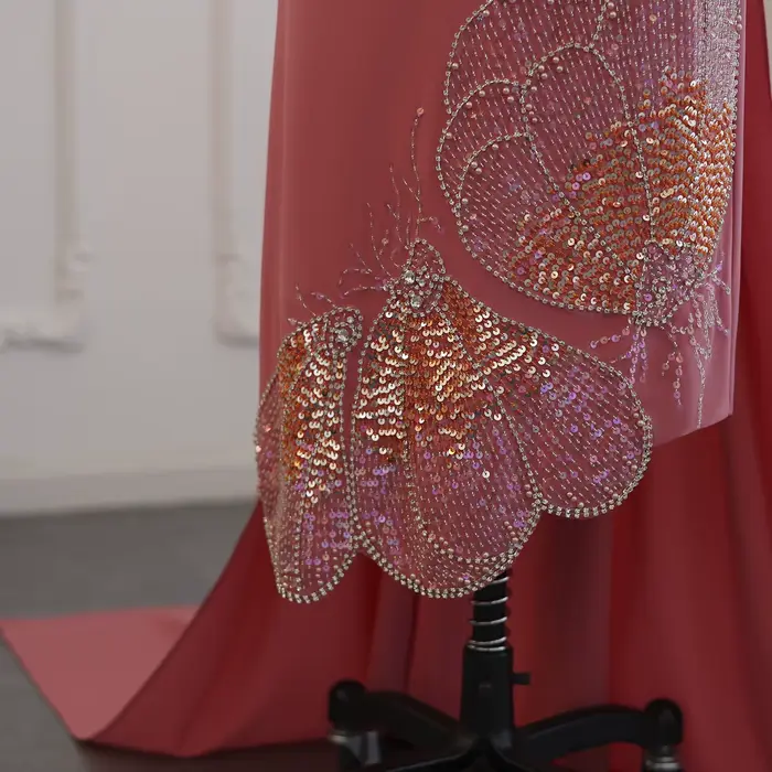 Robe de soirée Sharon Said exquise festonnée avec perles et cristal pour femmes soirées officielles mariage Dubaï