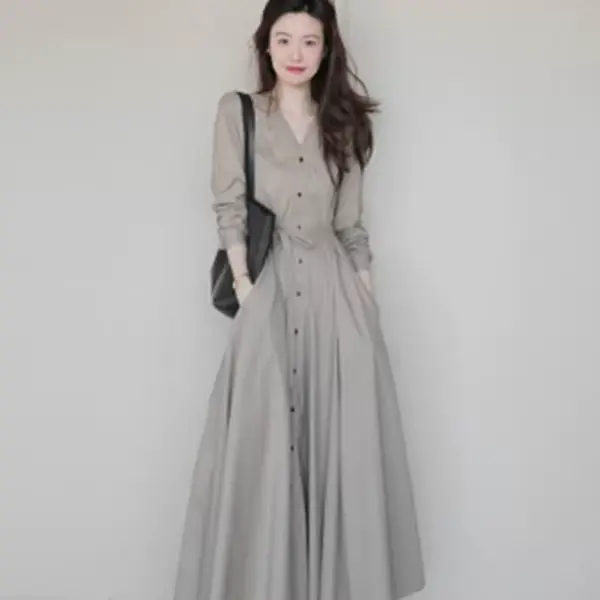 Robe longue d'élégance française pour femmes, début du printemps