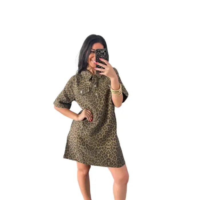 Robe mi-longue en jean pour femme