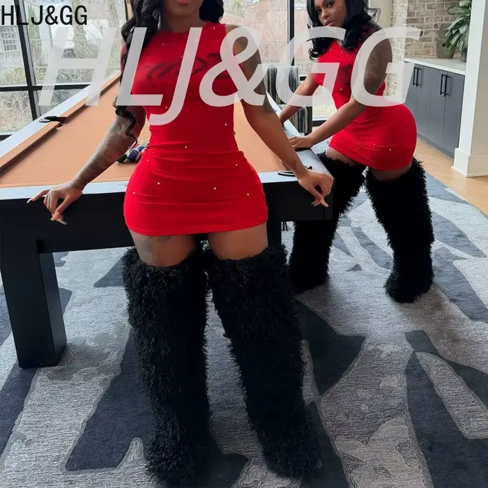 HLJ&GG Robe moulante mini pour femme