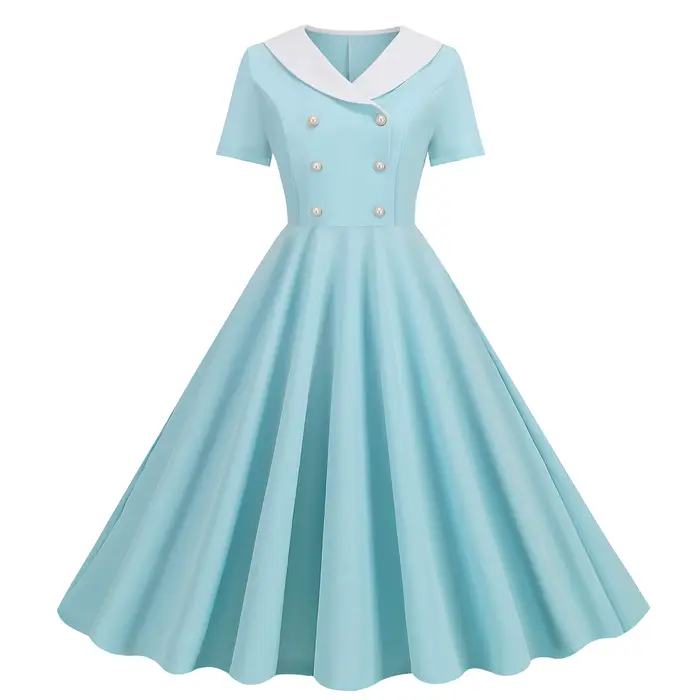 Robe vintage pour femme, tenue élégante et ajustée, uni, années 50 et 60, été, disponible en plusieurs tailles et couleurs, idéale pour les mariages et les soirées spéciales