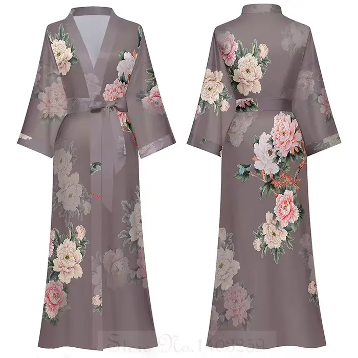 Peignoir kimono à manches mi-longues de style japonais pour femmes