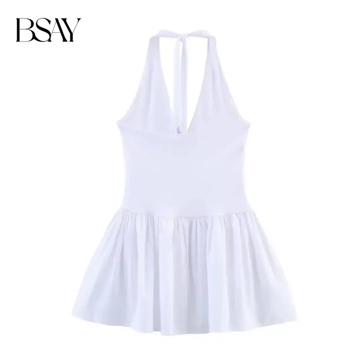 Robe sans manches en polyester BSAY col en V pour femmes style bureau chic vêtements de soirée occasions spéciales