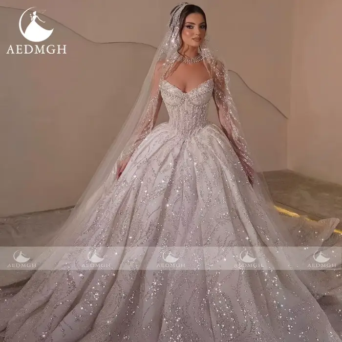Aedmgh robe De bal robes De mariée De luxe sans bretelles
