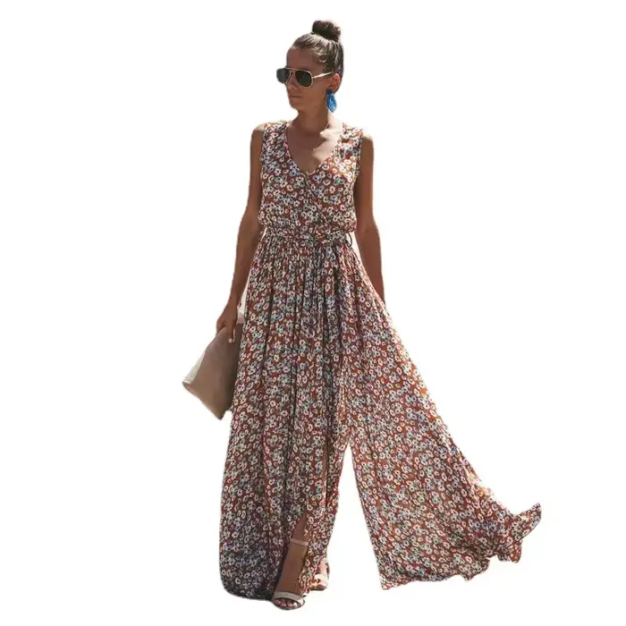 Robe longue bohème élégante style décontracté sans manches pour femme occasions spéciales été soirée événements polyvalente