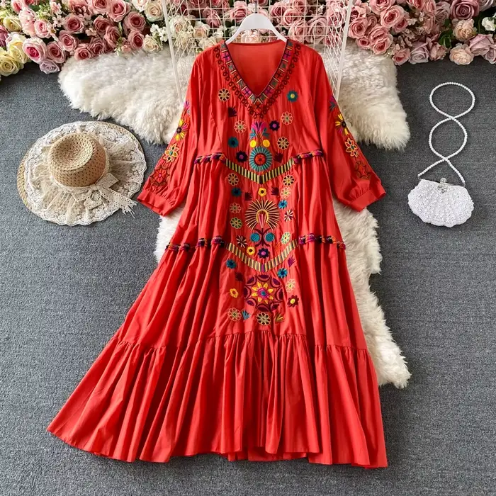 Femmes robe Vintage bohème ethnique bord de mer