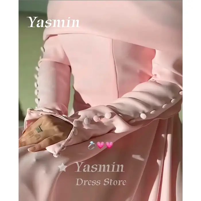 Robe de soirée rose modeste pour femmes saoudiennes
