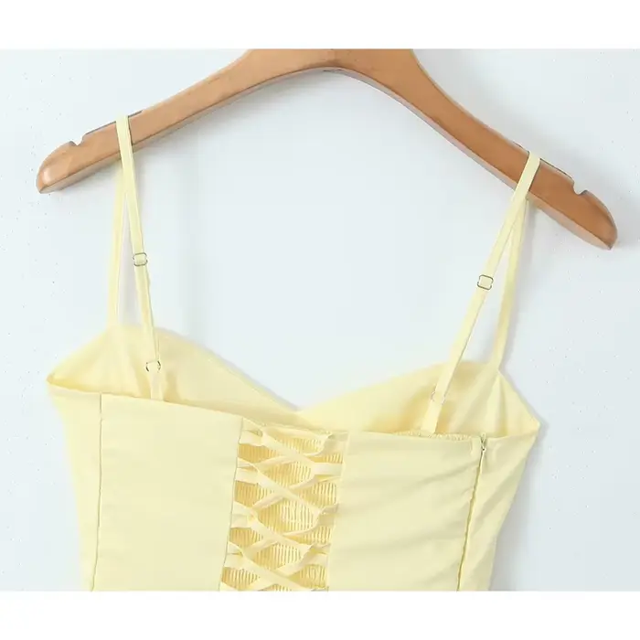 YENKYE-Mini robe en arête de poisson pour femme, taille en arête de poisson, fronde saillante, dos à