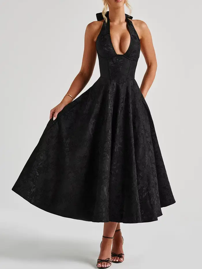 Robe trapèze portefeuille pour femmes élégante dos nu soirée printemps été style plage polyester multicolore SML