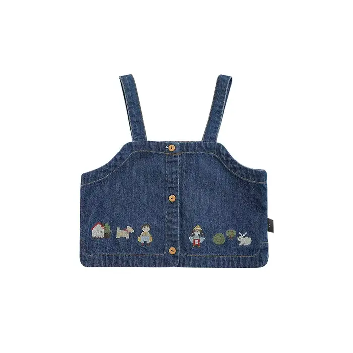 Jean brodé pour filles, nouvelle mode, robe Cowboy, débardeur décontracté, chemise à manches lantern