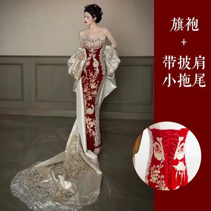 Robe de mariée traditionnelle chinoise de style Cheongsam 2026, nouvelle collection, pour cérémonie 