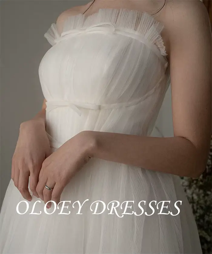 OLOEY Garona Bretelles Tulle Une Ligne Robes De Mariée Corée Séance Photo Longueur De Plancher Fée