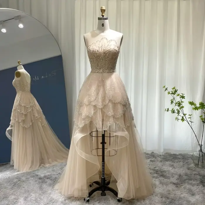 Sharon Said-Robe de Soirée Luxueuse de Couleur Champagne