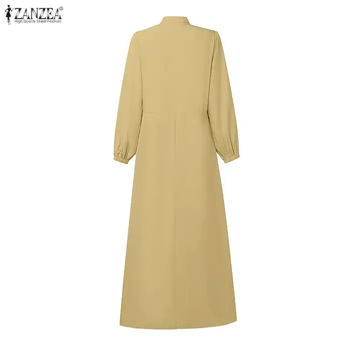 ZANZEA mode musulmane Abaya Robe Femme élégante à manches longues plissée