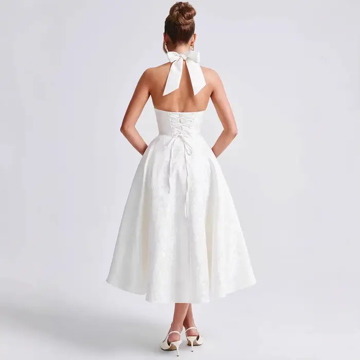 Robe trapèze portefeuille pour femmes élégante dos nu soirée printemps été style plage polyester multicolore SML