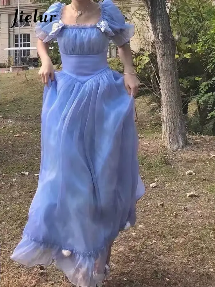 Robe féerique vintage pour femmes, tenue de soirée mi-longue, princesse, rétro, bleue, occassions spéciales