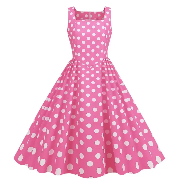 Robe midi élégante à pois vintage