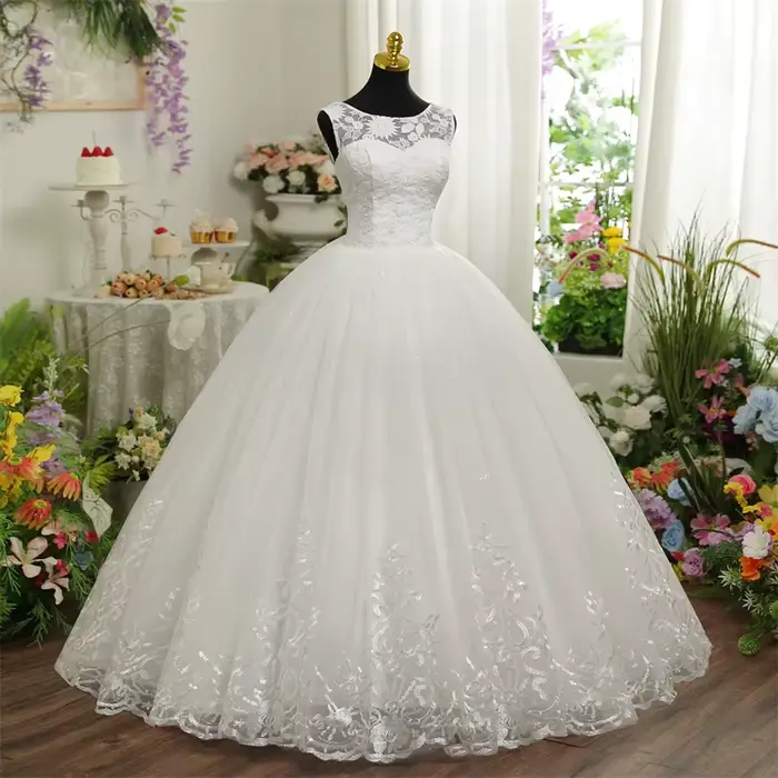 Robes de mariée princesse ivoire pour femmes, avec des Appliques en dentelle, robes de mariée formel