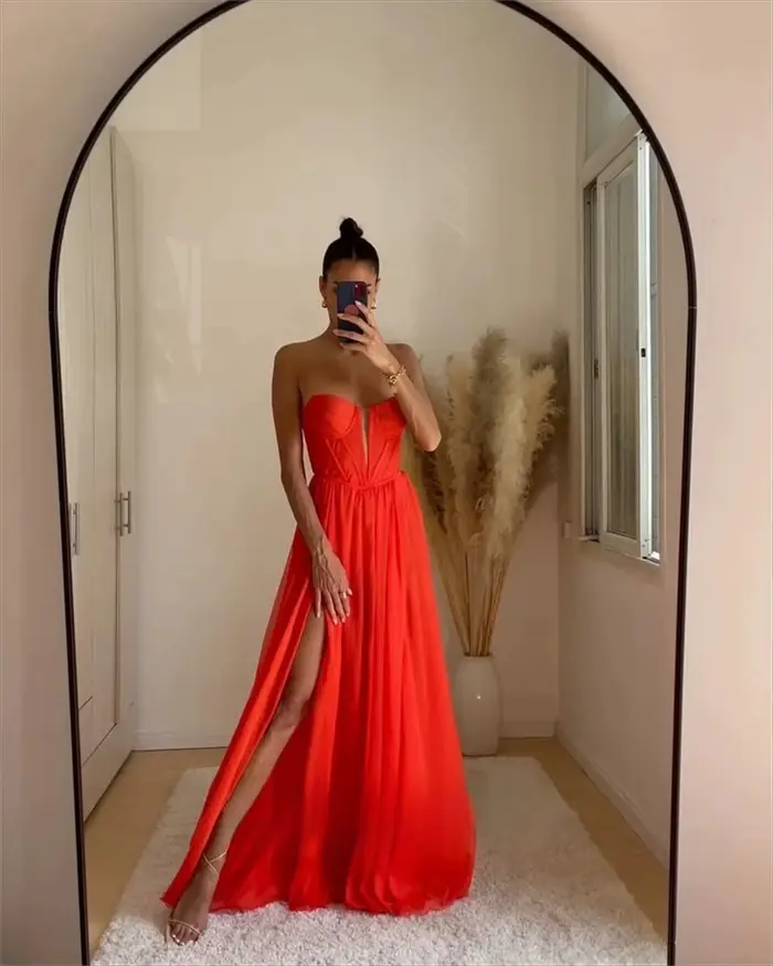 Robe de soirée de bal élégante pour femmes occasions spéciales soirée officielle mariage de luxe polyester mousseline décolleté Mon Amour disponible en plusieurs couleurs et tailles