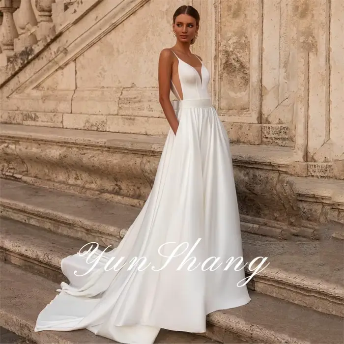 Yunshang-Robes de mariée A-ligne personnalisées