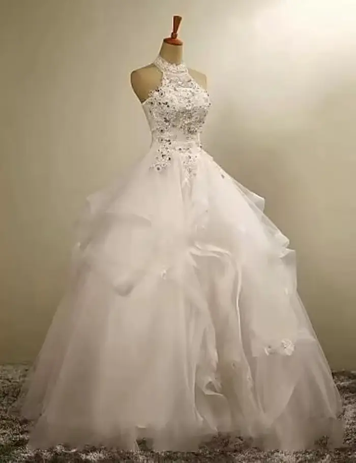 Robes de mariée blanches à col halter pour femmes 2026