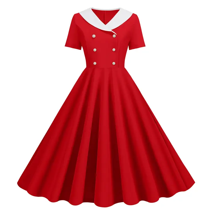 Robe vintage pour femme, tenue élégante et ajustée, uni, années 50 et 60, été, disponible en plusieurs tailles et couleurs, idéale pour les mariages et les soirées spéciales