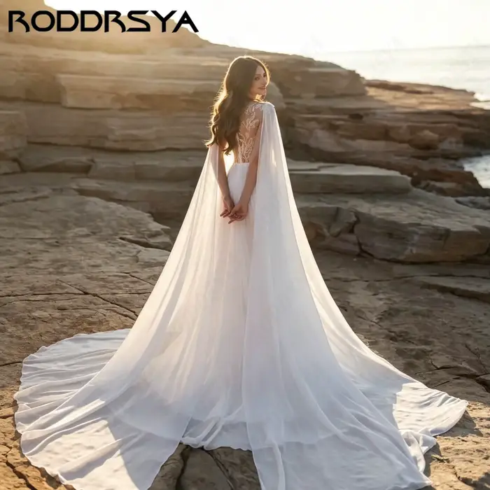 RODDRSYA Robes de mariée élégantes en mousseline pour femmes