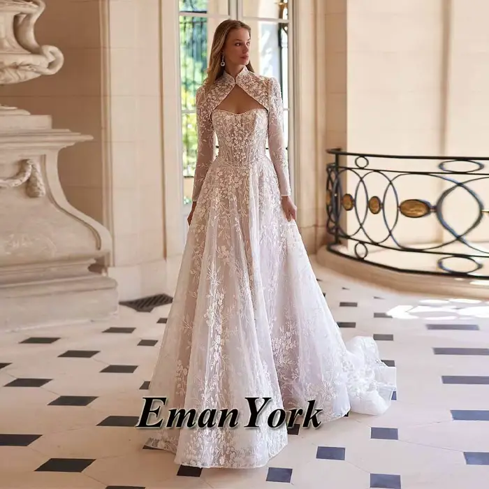 Robes De mariée délicates pour femmes avec Appliques a-ligne sans manches à lacets plissé Robe De soirée De Mariage