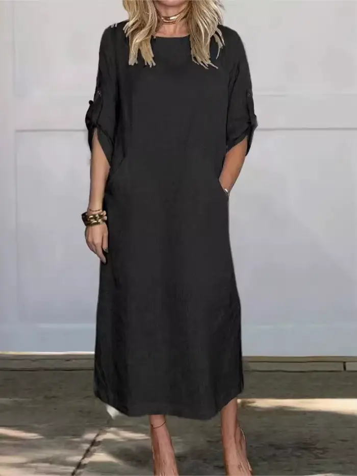Robe en coton et lin pour femme