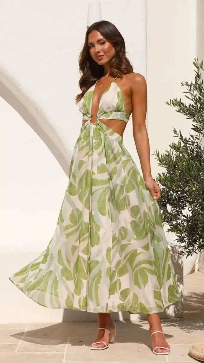 Robe fendue à imprimé floral pour femmes