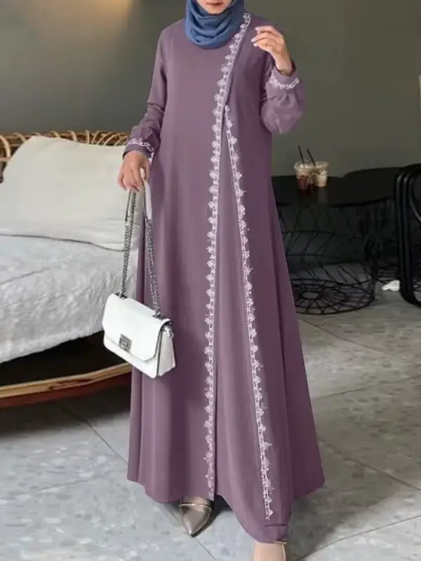 Robe en dentelle à manches longues pour femmes