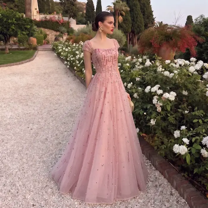 Robe de soirée formelle rose Sharon Said pour femme