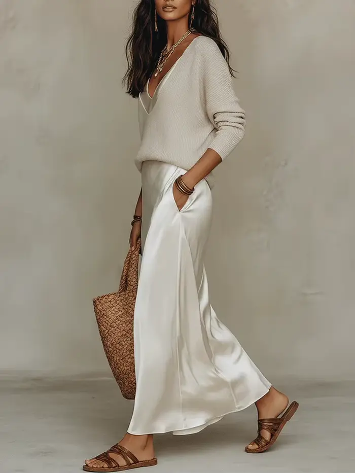 Ensemble chic en satin 2 pièces pour femme