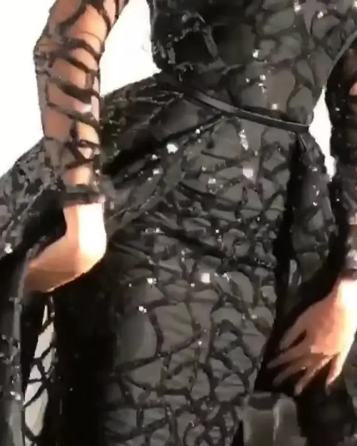 Robe de soirée à paillettes pour femme, polyester extensible, manches longues, élégante, grande balançoire, noir, été, soirées, cérémonies