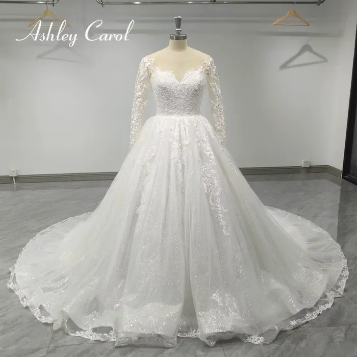 Ashley Carol-Robe de Mariée Sexy à Manches sulf, Tenue Éducative, Charmante, Perles, Clip, Photos Ré